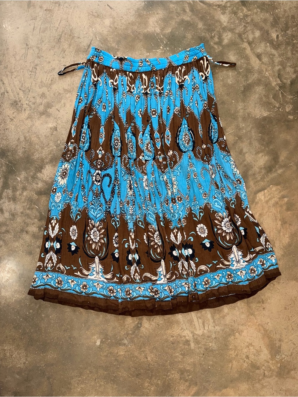 Collections Etc Paisley Boho Midi Skirt Blue Brown Rayon India Women’s M - Picture 7 of 8